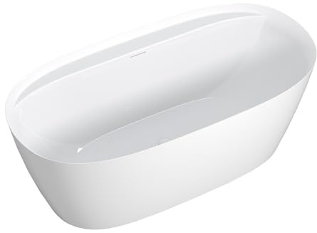 Vente-unique - Baignoire îlot ovale - 160 x 80 x 60 cm - Acrylique - Blanche - 223 L - FORIMI