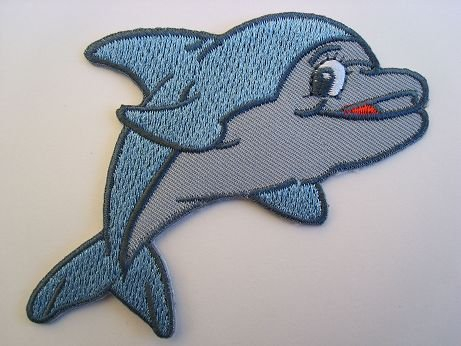 Delfin 9,2 cm * 6,5 cm Bügelbild Delphin Fisch Wasser Tier Aufnäher Applikation Patch Aufbügler