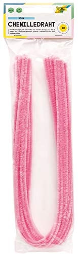 folia 77826 - Chenilledraht, Pfeifenputzer, 10 Stück in rosa, Durchmesser 8 mm und 50 cm lang, ideal für Kinder zum Basteln und Gestalten von Tieren, Figuren und anderen Formen