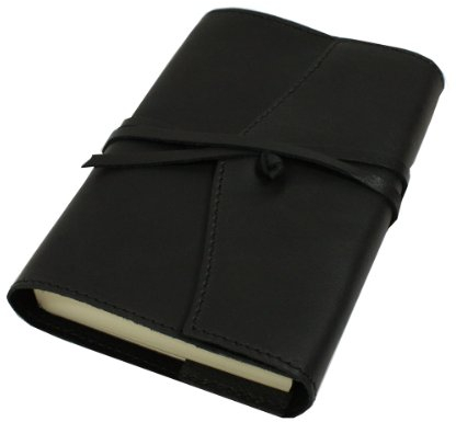 Papuro Milano Adressbuch aus italienischem Leder, handgefertigt, nachfüllbar, 9 x 13 cm, Schwarz