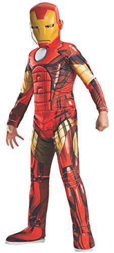 Rubies 880608_L Marvel Avengers Assemble Deluxe Muscle-Chest Iron Man Child's Costume, Cartoon, As Shown