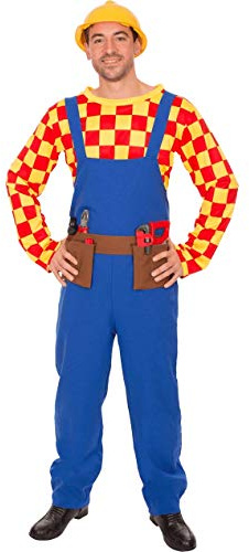 Mens Bill The Builder Bob Construction TV Fancy Dress Costume Standard, Blue, Red, Yellow, Standard