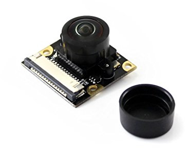 Waveshare Camera Module Kit 5MP OV5647 Sensor Fisheye Lens Adjustable Focus 2592x1944 Still Picture Resolution 1080p Video Record for All Visions of Raspberry Pi with 200 Degree Angle of View