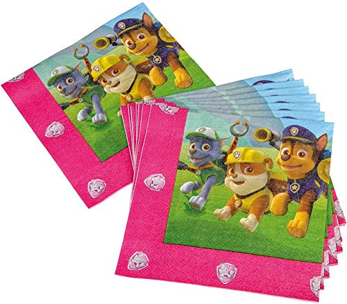 tib 19715 Paw Patrol Servietten, 3-lagig, 20 Stück, 33 x 33 cm, Farbe-Pink, Einheitsgröße