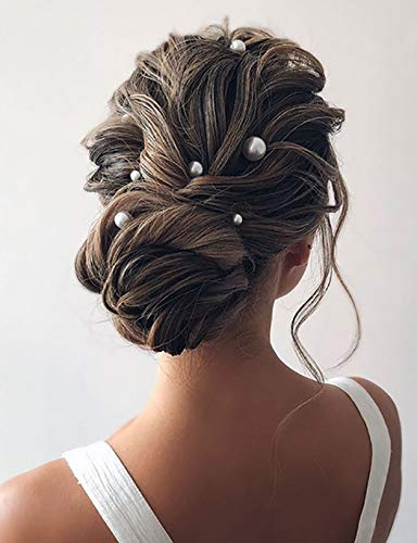 Unicra Hochzeit Perlen Haarnadeln Brautschmuck Hochzeit Haarschmuck Zubehör für Braut (6 Stück) (Gold)