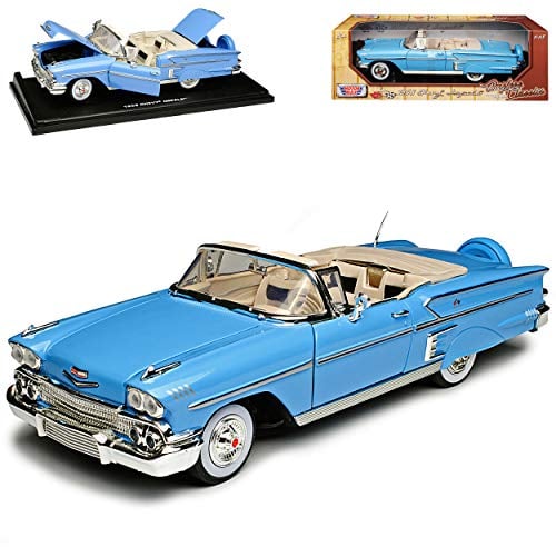 Motormax Chevrolet Chevy Impala Cabrio Hell Blau 1. Generation 1958 1/18 Modell Auto