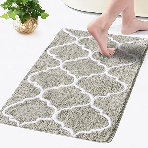 MIULEE Badematte rutschfest Badteppich Waschbar Badvorleger Badzimmermatte Weich Mikrofaser Duschvorleger Fußmatte Dekorativ Teppich Marokko Badezimmerteppich Badezimmer Wohnzimmer 40x60cm Hellgrau