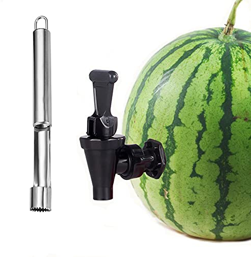 WMLBK Fruchtzapfhahn Kit Wassermelonen Getränkehähne Set für Getränke zapfen Sie Ihr Getränk direkt aus der Frucht Saft-Zapfhahn ideal um Melonen, Ananas Party-Cocktails fruchtigen Mixgetränken