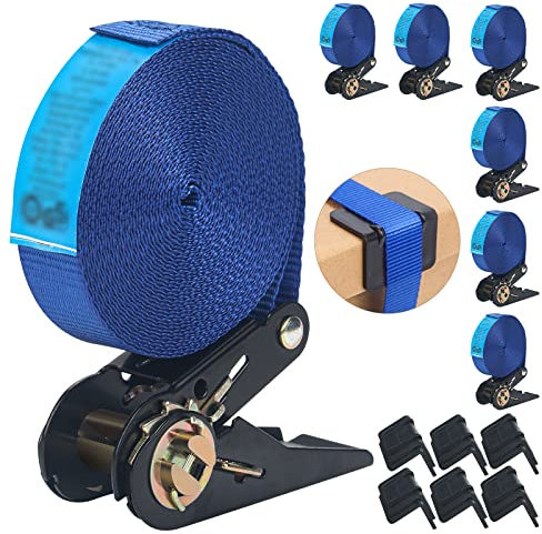 MIAOKE 6er Set Spanngurte | Spanngurt mit Ratsche 6m | 25mm | EN-12195-2 | 800 kg Zugkraft, Ratschengurt für den täglichen Transport und die Bündelung von Waren