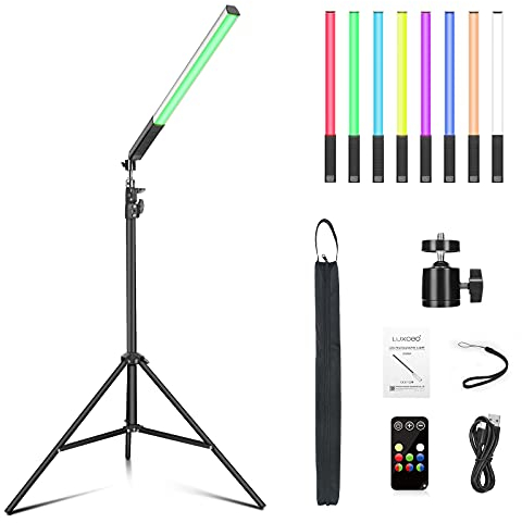 Portable LED Photography Light Wand, LUXCEO Handheld LED Video Light 36 Colors 1000 Lumens with 29 to 81 Tripod & Remote Control, Adjustable Color Temperature 3000K-6000K