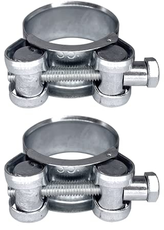 Diforma Pack of 2 pcs Pipe Clamps, Galvanized Steel Tube Hose Clamp Fasteners (32-35 mm, 20 mm Ring Width, Carbon Steel, Zinc Coated)