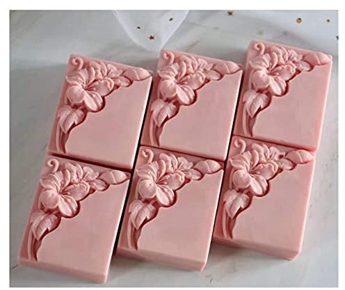 LUOSHUAI Seifenformen Silikon Blumenseifenform Rechteck Blütenblütenseife Machen Form for kalte Prozessseife Machen Aroma-Harz-Gips-Handwerk-Formen Seifenform