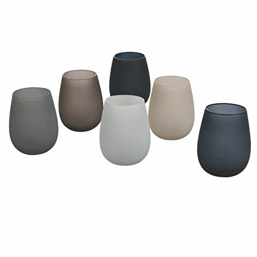 Villa d’Este Home Tivoli 5911527, Happy Hour Stones Set 6 bicchieri acqua frosted in vetro 500 ml