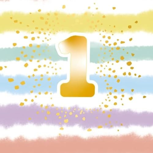 Amscan 9913410 - Servietten 1st Birthday Rainbow - 16 Stk. - 33 x 33 cm