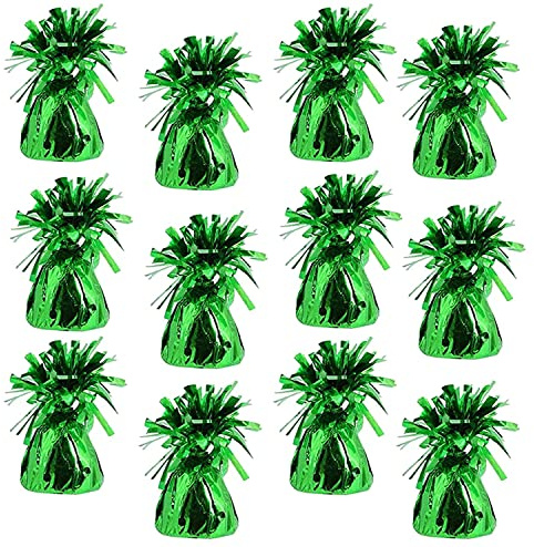 12-Count Green Metallic Balloon Weights, Birthday Party Favors, Novelty and Gag Gifts, 5.5 Inches, 12-Pack (Green)