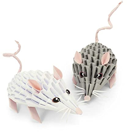 Origami 3D 501836-3D Origami Mäuse - Schöne 3D Papierskulptur mit patentierten Bauteilen und verständlicher Bauanleitung, 168 Teile, 13x5x7cm, ab 8 Jahre
