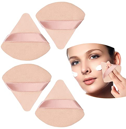 4 Stücke Dreieck Makeup Puderquaste Make up Schwamm, Weich Schwämmchen Powder Puff für Loser Puder Foundation, Nass Trocken Make up Werkzeug (Teint)