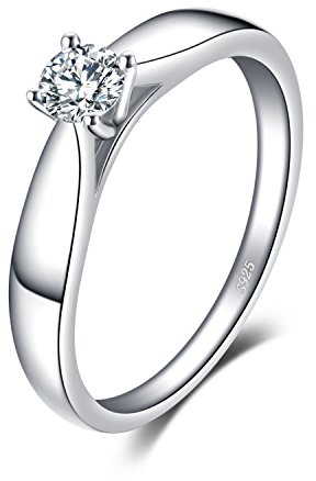 JewelryPalace Zirkonia Verlobungsring Eheringe Promise Verlobung Ring Silber 925 Damen, Solitärring Silberringe Trauringe Damenring Hochzeitsringe Antragsring Entouragering Ringe, Damen Schmuck 59
