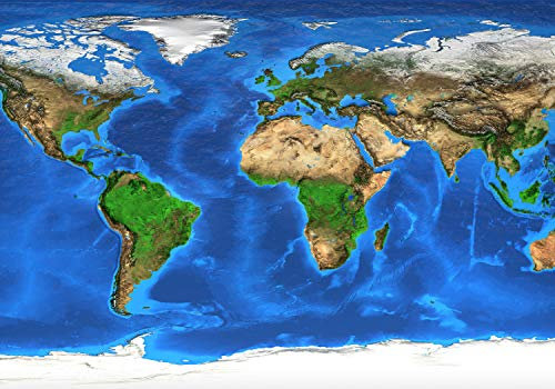 wandmotiv24 Fototapete Weltkarte 1, 200 x 140cm - selbstklebende Strukturtapete, Wanddeko, Wandbild, Wandtapete, Karte, Welt, Ozean M1425