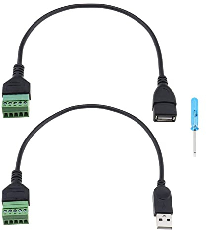 VGOL 2 Stück USB 2.0 A Schraubklemmen, Anschluss Kabel USB 2.0 A männlich weiblich Bolzen Schraube Steckklemme Typ Block Stecker Kabel für Maus Tastatur Kamera