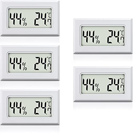 MAVORI® 5 x Thermo Hygrometer mini digital - 2 in 1 Temperatur und Luftfeuchtigkeitsmesser - Mini Thermometer und Hydrometer Feuchtigkeit digital - präzise Messwerte - inkl. Batterien