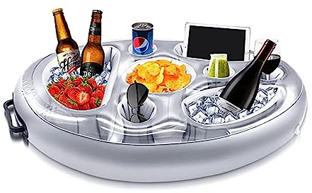 Portabibite Gonfiabile,Vassoio per Cibo Galleggiante per Piscina con 8 Fori,Portabicchieri Gonfiabili, Porta birra Gonfiabile,per l'Estate All'Aperto Piscina Spiaggia