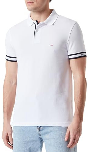 Tommy Hilfiger Homme Polo Manches Courtes Slim, Blanc (White), L