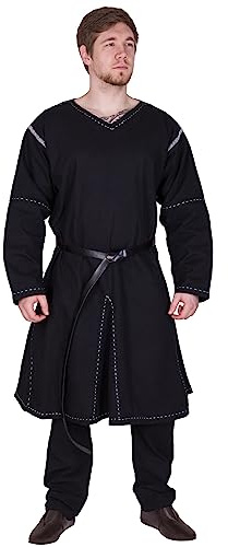 Battle-Merchant Wikinger Tunika Askur, Herren | Mittelalter, langarm Hemd, Baumwolle, für Reenactment, LARP & Fantasy Cosplay