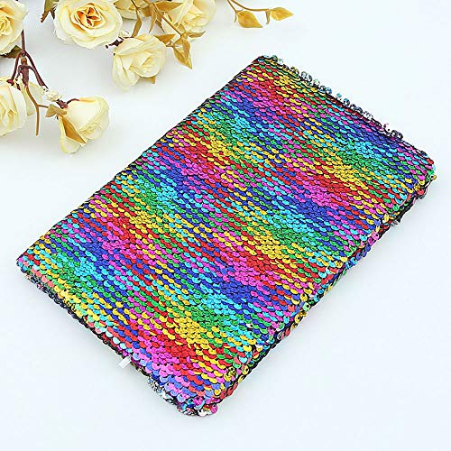 TopHomer Quadratischer bunter RegenbogenA5 Reversible Pailletten Notizbuch, Funkelnde Glitzernde Journal Set für Geburtstagsgeschenk und Projektschreibwaren