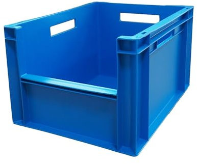 Industrial Plastic Storage Boxes, Stackable Heavy Duty Crate, Container Crates for Warehouse, Garage (BLUE, 20 lt - 40 x 30 x 23 cm)