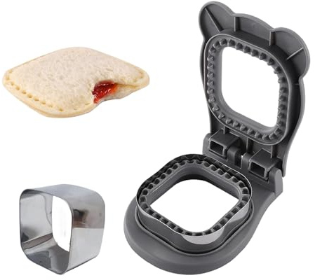 BOSIDETOOL Decruster Sandwich-Schneider und Versiegelung, Sandwich-Maker für Kinder, unkrustbar, einfach für Schule, Lunchbox und Bento-Box, quadratisch – Grau