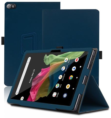 Funda para Acer Iconia Tab A10, 10.1 inch, Iconia Tab A10 Tablet Funda, Funda Protectora Plegable con Soporte para Lápiz y Correa para la Muñeca (No compatible con Acer Iconia Tab A10-21-A43P). (Azul)