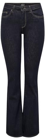 ONLY Damen Onlblush Mid Flared Stayblue DNM Rea023 Jeans, Dark Blue Denim, (XS) W x 34L
