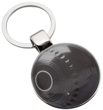 Personalised Engraved with a Bowls Design Silver Round Keyring Presented in a Gift Bag