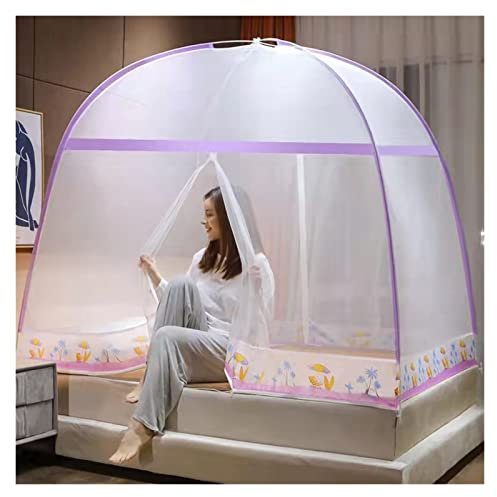 Moskitonetz, Betthimmel, Pop-Up, faltbar, Doppeltür mit Unterseite, Anti-Mückenstiche für Bett, Camping, Reisen, Zuhause, Outdoor (Farbe: Lila, Größe: 180 x 200 cm)
