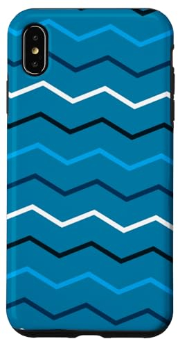 Hülle für iPhone XS Max Light Blue Dark Blue Zigzag Waves Ocean Modern Pattern