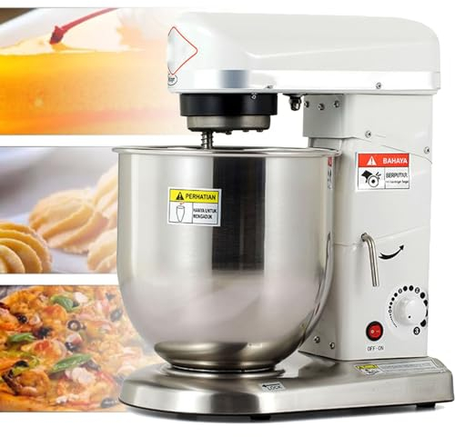 Hydravex Commercial Stand Mixer, Household Food Mixers for Baking with Bowl, 10L Kitchen Mixers, 3-In-1 Bread Dough Cake Mixer with Dough Hook, Stainless Steel Bowl, Whisk Flat Beater,White