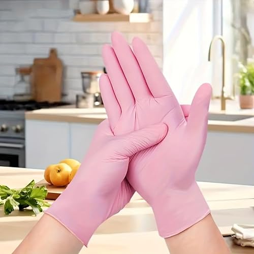 Disposable Nitrile Gloves - 100pcs Small Pink, Latex Free, Waterproof, Anti-static and Durable Gloves, Multifunctional Work Gloves, Suitable For Kitchen Cooking, Food Processing, Household Chores, Etc