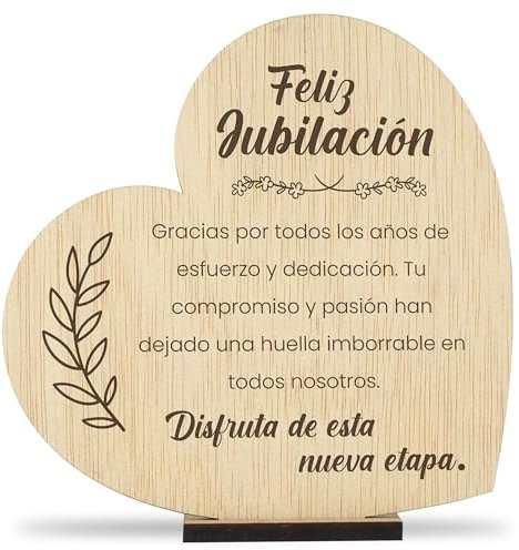 CONTRAXT Tarjeta regalo Feliz Jubilacion en madera. Regalos originales jubilacion dedicatoria compañeros trabajo jefes amigos profesor maestra jubilado hombre mujer (Jubilacion)