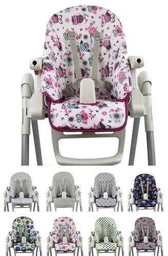 Ersatzbezug Sitzkissen [Bezug für Hochstuhl] kompatibel mit Peg Perego Prima Pappa ZERO3 & SIESTA (Eule 1)
