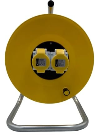 Connexion 110V Empty Cable Reel Drum 16 Amp - Cable Storage Reel with Two 16 Amp Sockets.