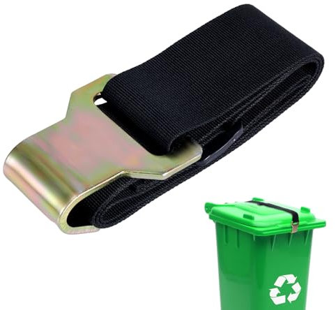 NQEUEPN Trash Can Lid Strap, Easy Adjustable Wheelie Garbage Can Strap Strong Trash Bin Lid Strap for Outside Use to Prevent Animals Raccoons and Wind from Tipping Over Trash Bin