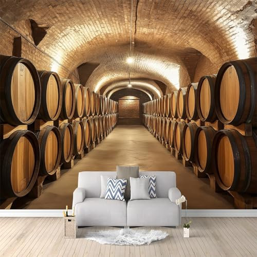Tapete Fototapete Weinkeller Auf Dem Bauernhof, 200 x 140 cm Vlies Tapeten Moderne Wandtapete Wohnzimmer Schlafzimmer Braun Tapete ideal für Küche und verschiedene Räume