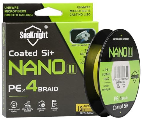 SeaKnight Nano II-Serie, geflochtene Angelschnur, 100 m/300 m, 4 Stränge PE-Multifilament-Schnur, Süßwasser- und Meerwasserangeln, 3,2–6,8 kg