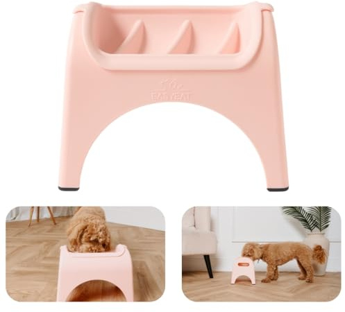 The Premium Dog Feeding Station Perfect for Small to Medium Sized Pets Raised Dog Bowl with a Beautiful, Curved Design –Elevated bowl for better digestion, Slow feeder (Rose Pink)