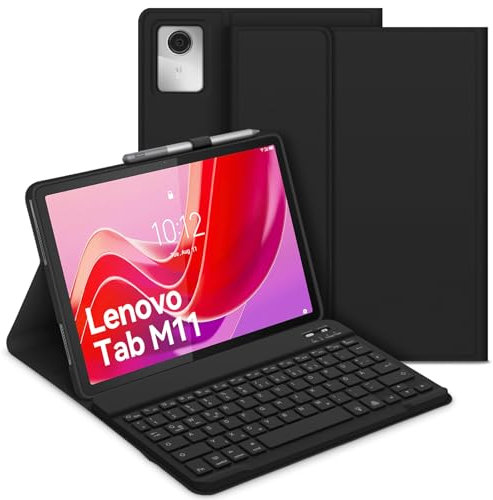 Bettdow für Lenovo Tab M11 2024 11 Tastatur Hülle, QWERTZ Abnehmbare Tastatur mit Schutzhülle für Lenovo Tablet M11 2024 11 Zoll TB330, Schwarz