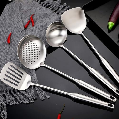 Long Handle Stainless Steel Wok Shovel Spoon for Chinese Cooking Tools (A)