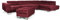 SOFILAND Aller Lang XL Modernes Design Ecksofa mit Schlaffunktion, Bettkasten in Ottomane, Hocker mit Stauraum – Tierfreundlicher Waterproof-Welvet, inkl. 2 runde Kissen, Ottomane rechts. (Rot)