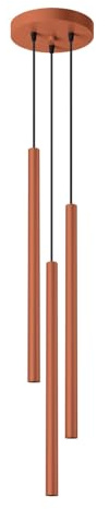 SOLLUX lighting Hängelampe Pendelleuchte Hängeleuchte Deckenlampe Lampe Decke Stahl 3 Flammig 19,5 x 19,5 x 104 cm Ockerrot Pastelo