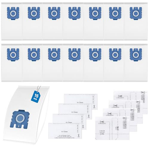 Kaiyaner 15 Pezzi Sacchetti Aspirapolvere per Miele GN 3D Complete C3 C2 Classic C1 Sostituzione del Sacchetto per Aspirapolvere Miele Serie S2000, S5000 e S8000 con 6 Filtri Accessori 9917730